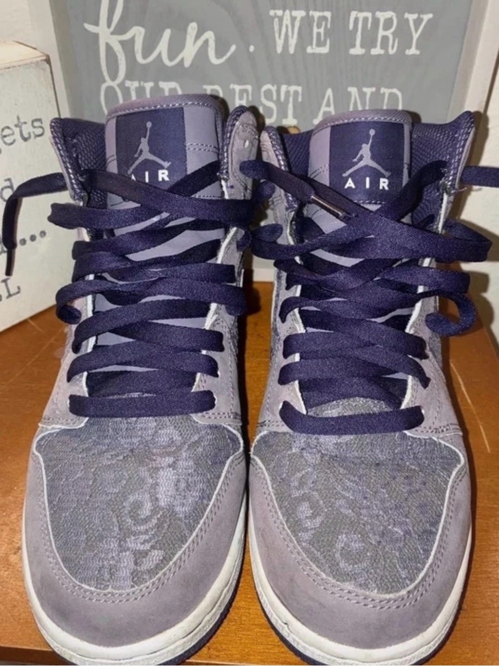 Nike Women's High-Top Sneakers in Purple and Navy